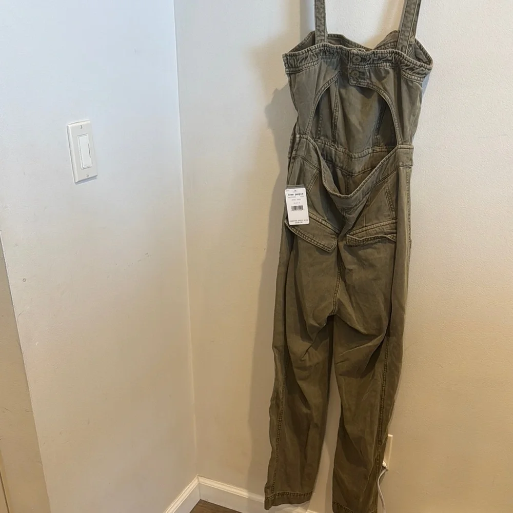 NWT Free People - Go West Utility Jumpsuit Belted Open Back Small‎